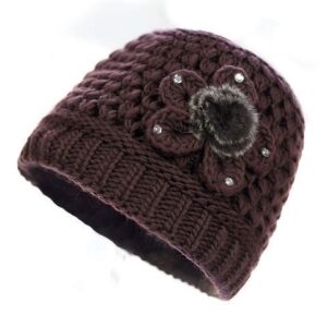 Knitted hat for Girl's , fleece lined for winter warmth